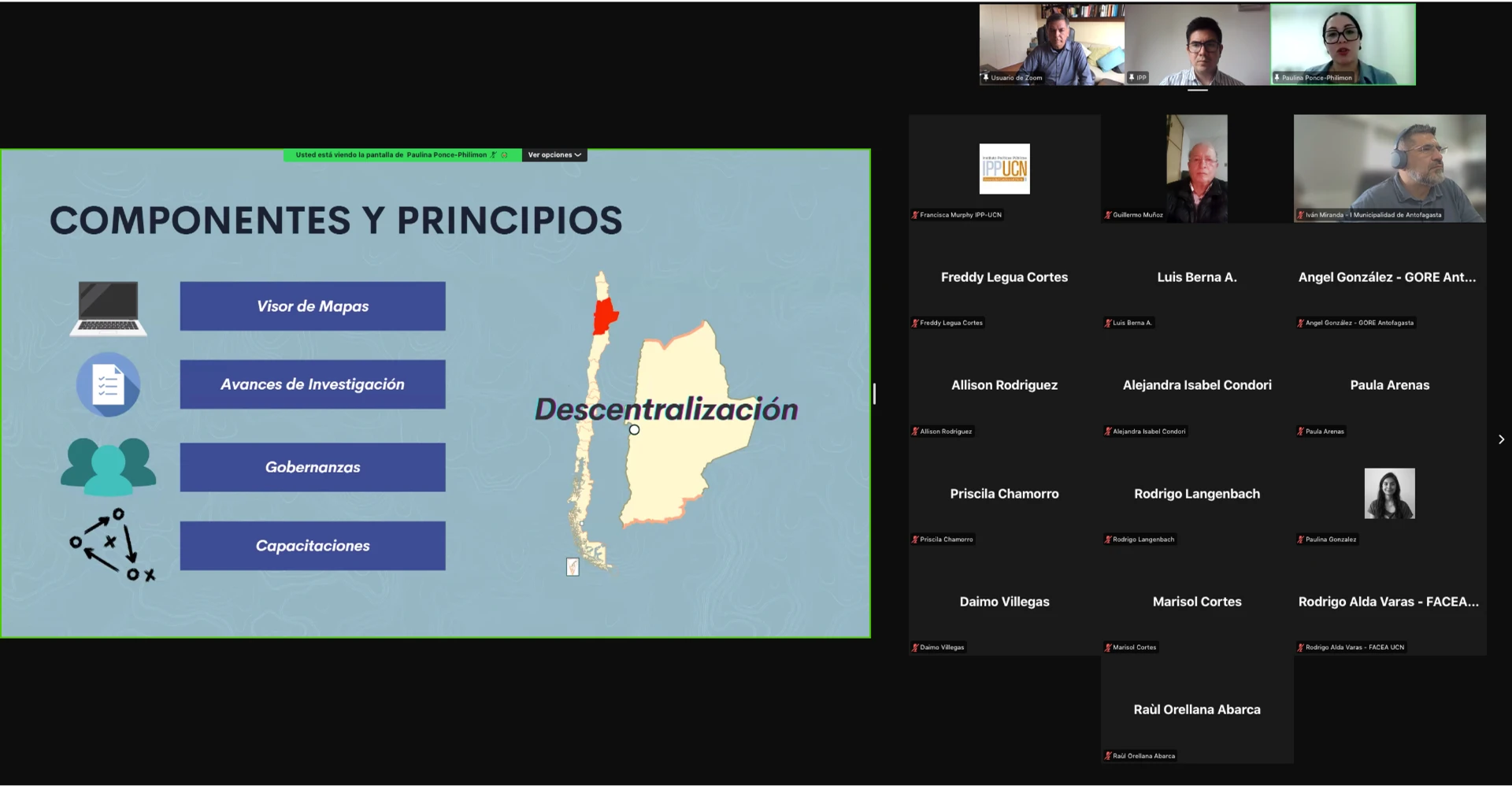Presentación de componentes y principios del SIT Antofagasta